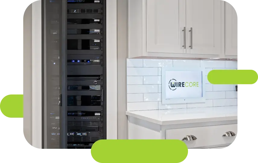Wirecore showroom shows racks of electronics and organization for home